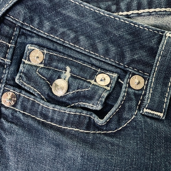 True Religion White Embroider Silver Embellishment Sequin Straight Sparkly Jeans - Picture 10 of 13